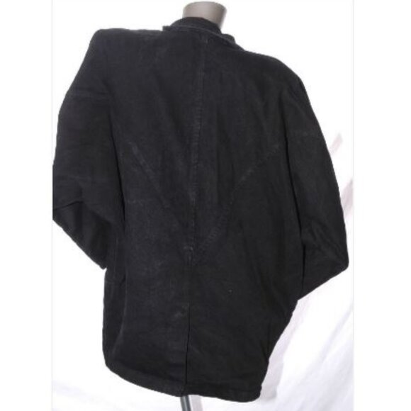 OVERSIZE Denim JACKET STUDDED Vintage 80s  Jean Coat Batwing Cocoon Bedazzled L - Picture 6 of 6